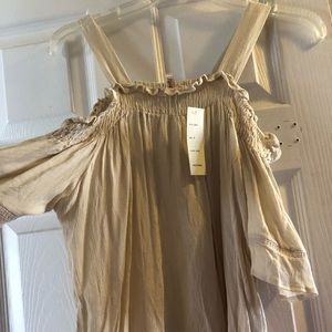 Beige cold shoulder top